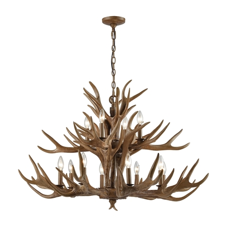 ELK LIGHTING Elk 12-Light Chandelier in Wood Brown 16317/8+4